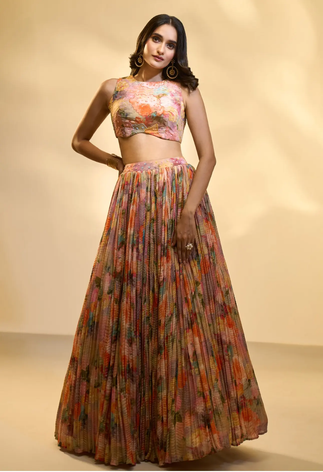 Noorani Blush Multi-Colored Embroidered Lehenga Set