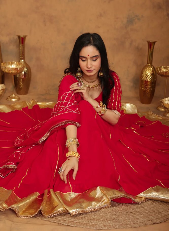 Royal Rouge Gota Patti Lehenga Set
