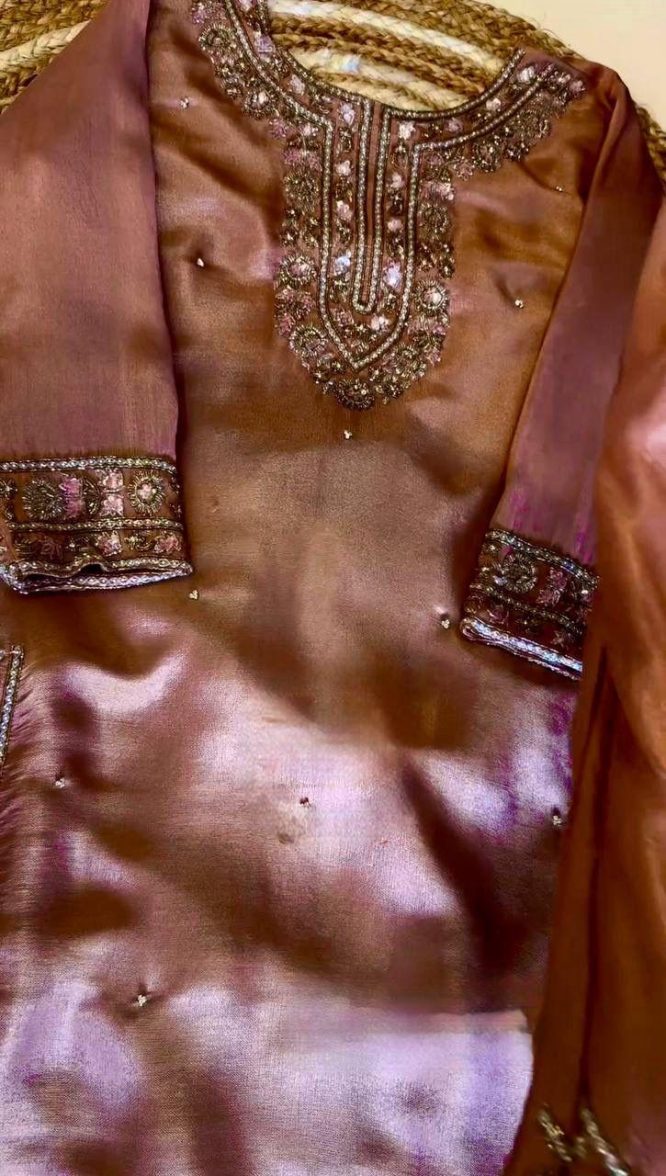 Embroidered Shine Luxe Suit
