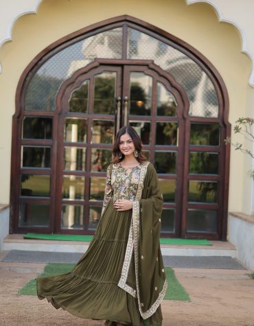 Ganga's Green Readymade Gown