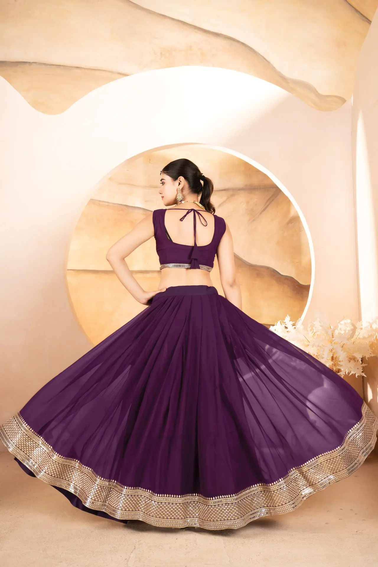 Catalina's Wine Coloured Party Wear Lehenga Choli