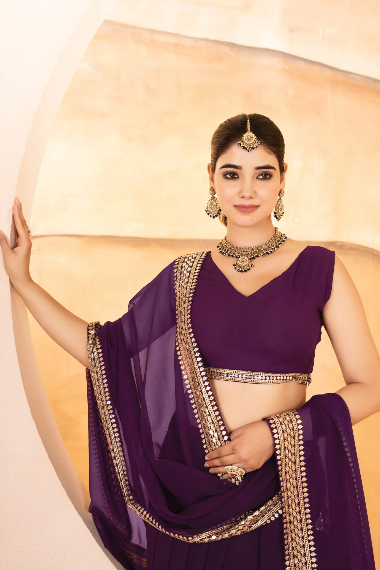 Catalina's Wine Coloured Party Wear Lehenga Choli