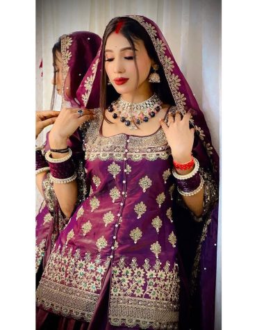 Royal Plum Zari Embroidered Silk Lehenga Set