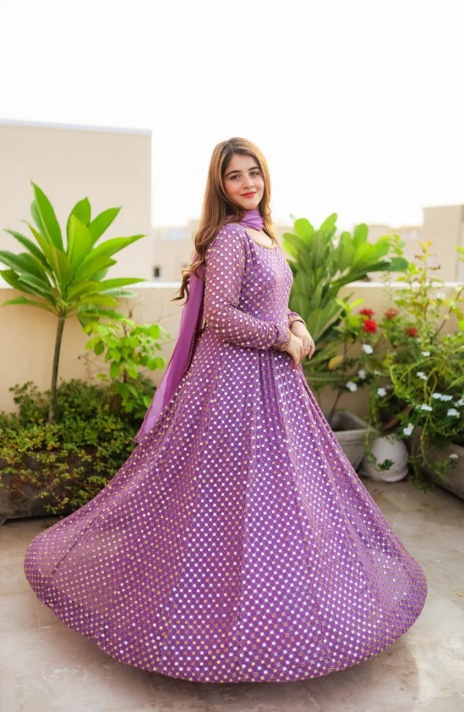 Atisa's Purple Coloured Suit Set