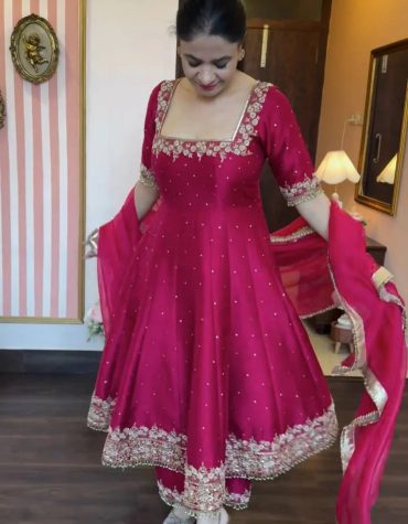 Prachi Pink Premium Vichitra Royal Elegant Suit Set