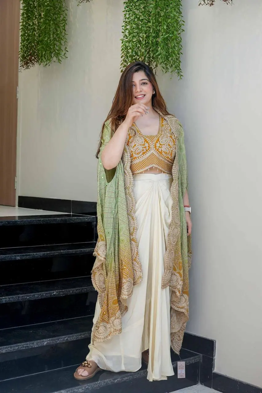 Embroidered Draped Saree Co-ord Set
