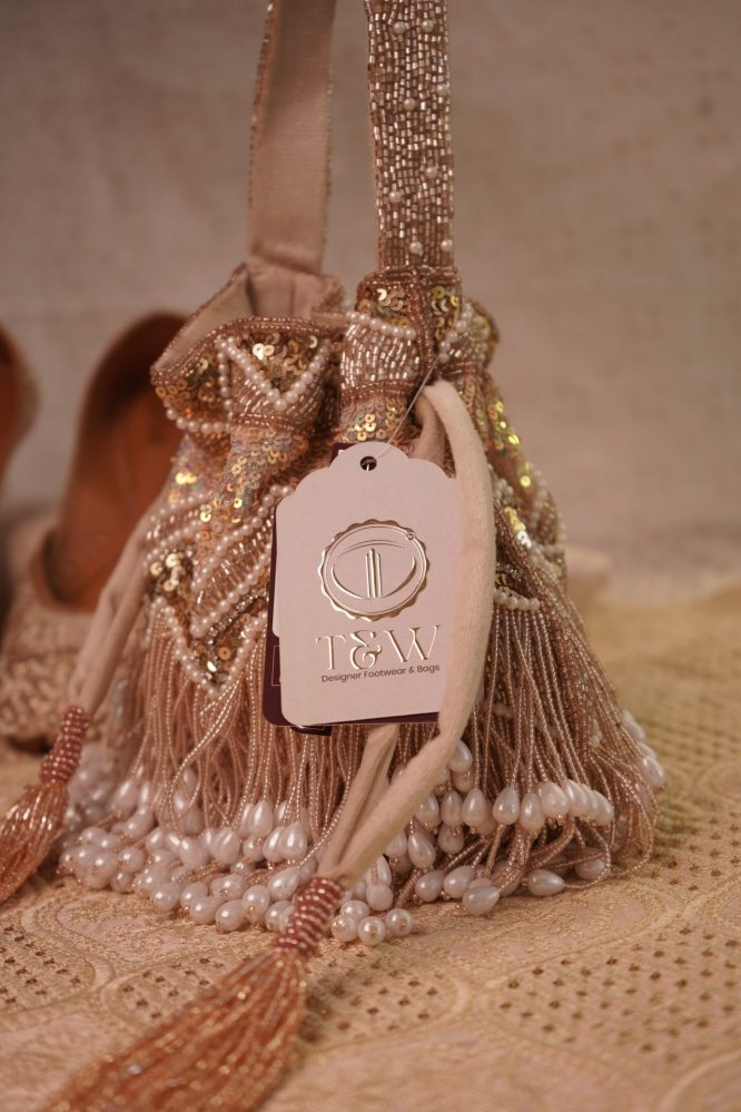 Chasmum (Handcrafted Bag Dabka Work ,Pearl Work ,Zig Zag Line.