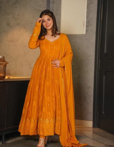 Mustard Premium Quality Maxi Anarkali Suit Set