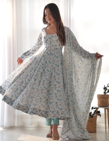 PURE SOFT ORGANZA ANARKALI SUIT SET WITH FULLY STITCHED DKB-262