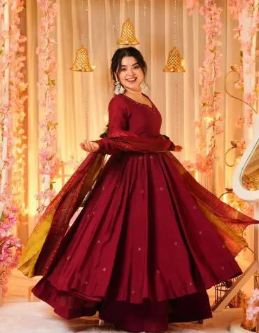 Madhuri's Premium Cotton Anarkali Suit Set With Plazzo