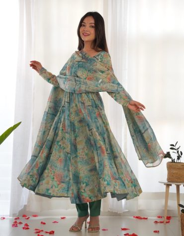 PURE SOFT ORGANZA ANARKALI SUIT SET WITH FULLY STITCHED DKB-266