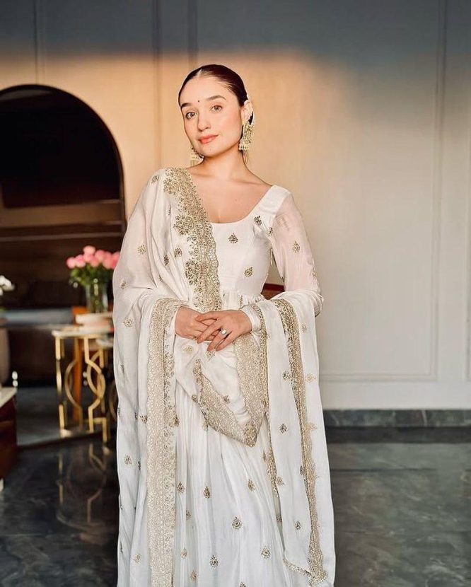 Khanak white premium quality suit set-TD-6057