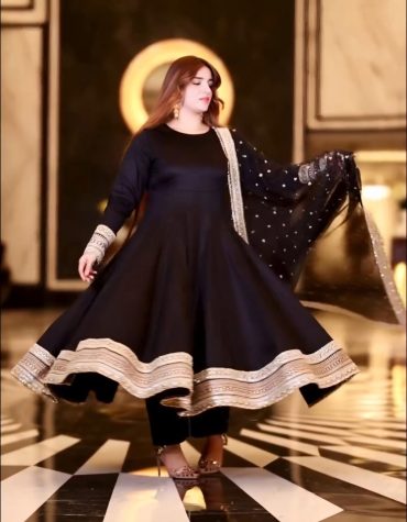 Sunshine Black Havy Rayon Royal Elegant Anarkali  Suit Set