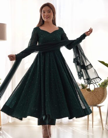 Premium Quality Lukhnowi Green Suit Set