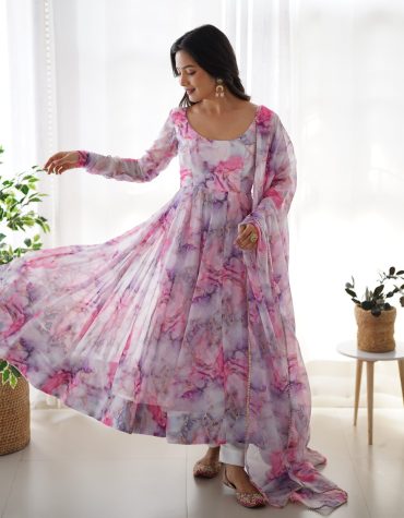 PURE SOFT ORGANZA ANARKALI SUIT SET WITH FULLY STITCHED DKB-263