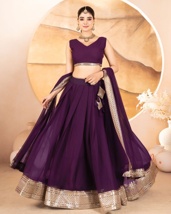 Catalina's Wine Coloured Party Wear Lehenga Choli