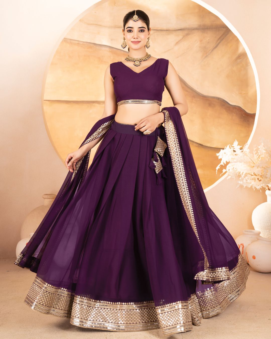 Catalina's Wine Coloured Party Wear Lehenga Choli