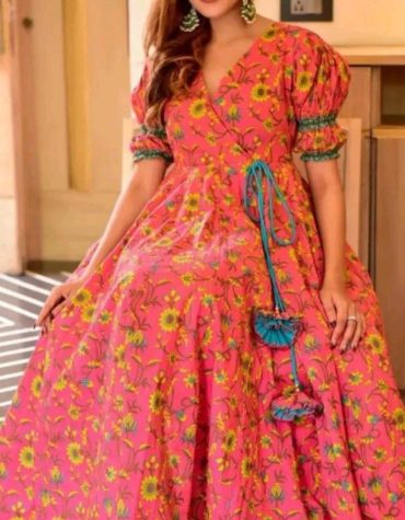 WESTERN STYLE SLEEVE PREMIUM READYMADE KALAMKARI DESIGNER GOWN
