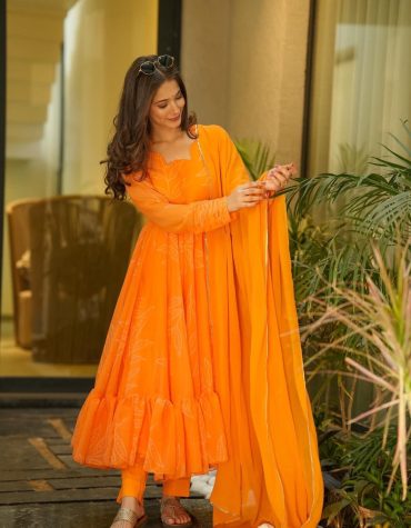Marigold Orange Georgette Suit Set