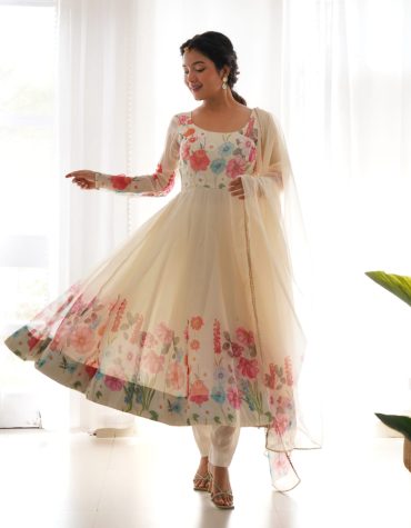 Creme Coloured Organza Suit