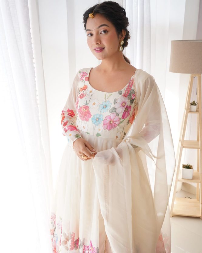 Creme Coloured Organza Suit
