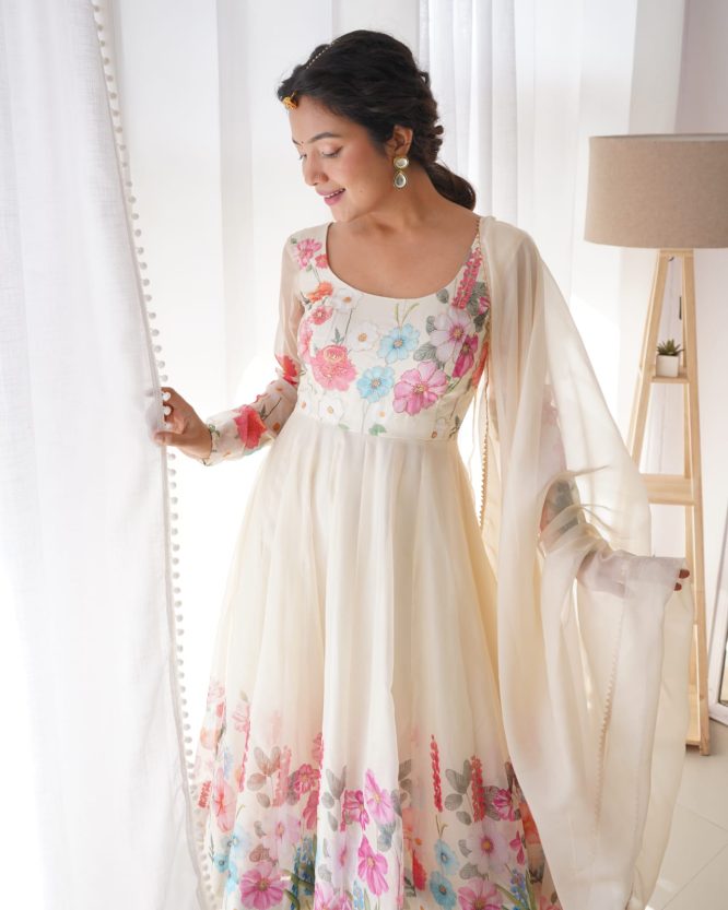 Creme Coloured Organza Suit