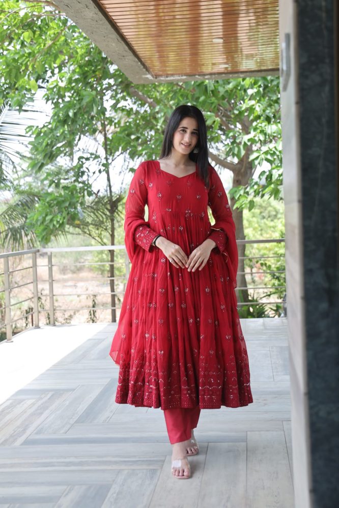 Maroon Premium Quality  Anarkali Suit Set