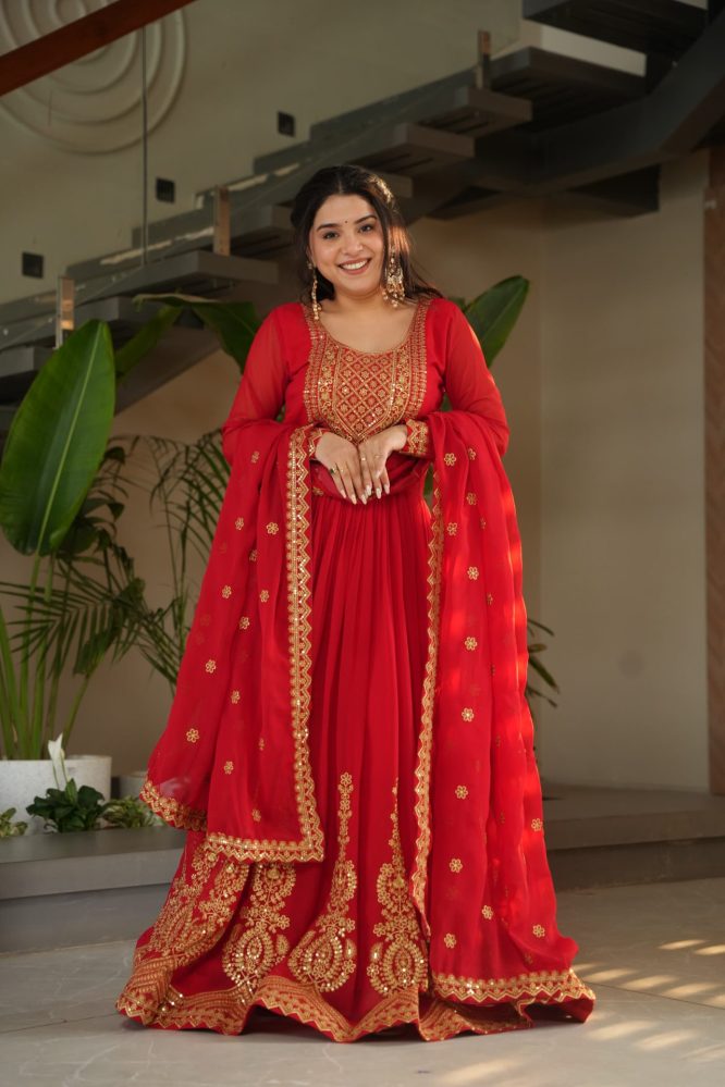 Kahani Premium Red Anarkali Suit Set