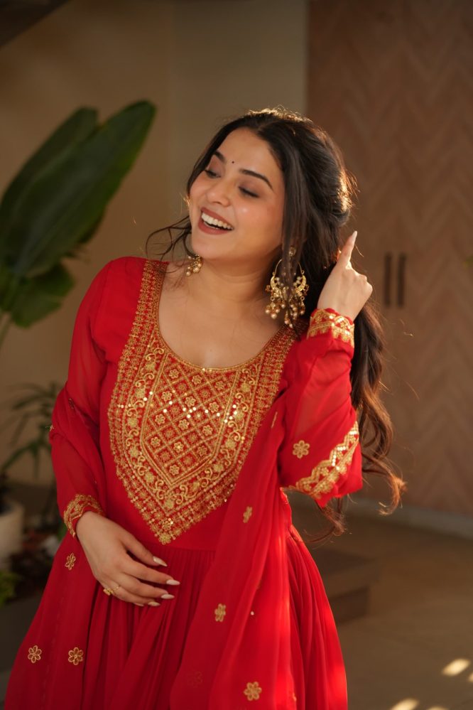 Kahani Premium Red Anarkali Suit Set