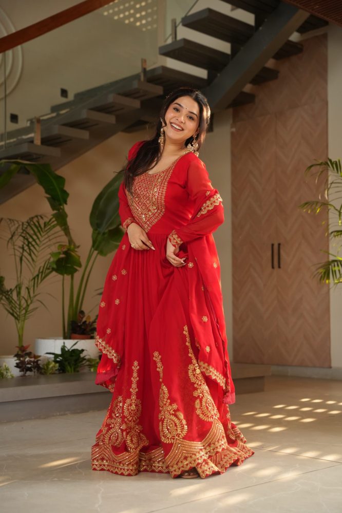 Kahani Premium Red Anarkali Suit Set