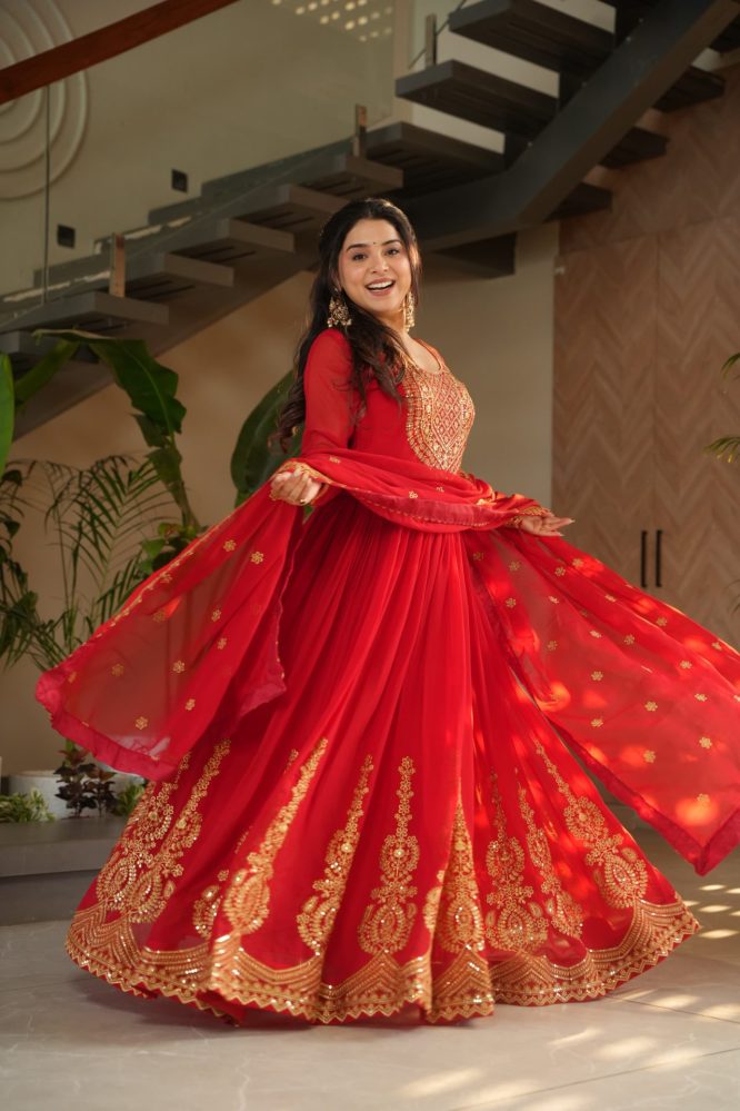 Kahani Premium Red Anarkali Suit Set
