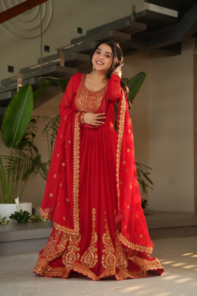 Kahani Premium Red Anarkali Suit Set