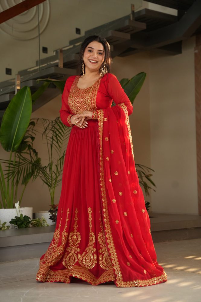 Kahani Premium Red Anarkali Suit Set