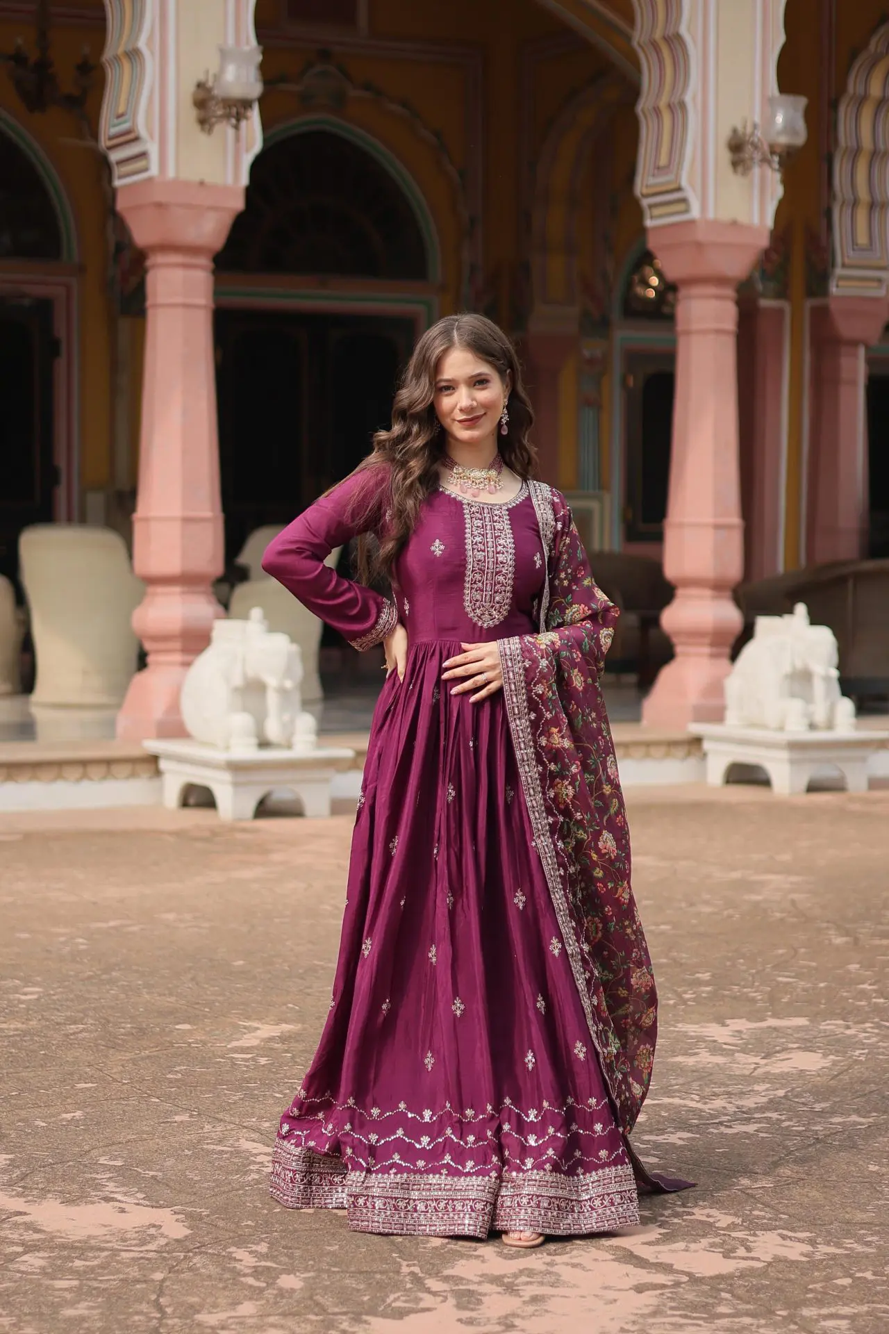 Akruti's Premium Gown With Dupatta