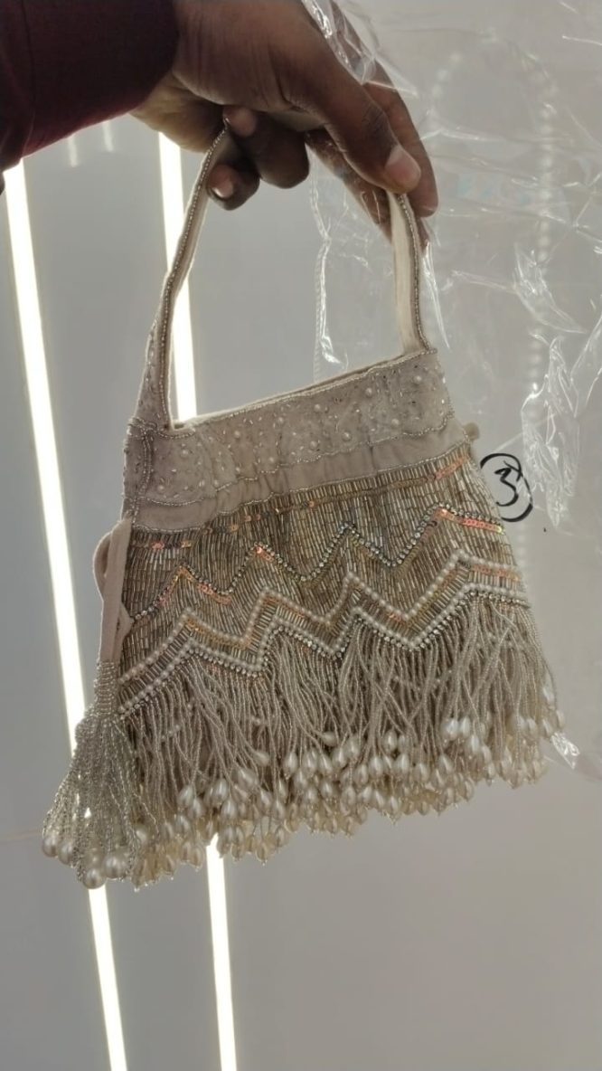 Chasmum (Handcrafted Bag Dabka Work ,Pearl Work ,Zig Zag Line.