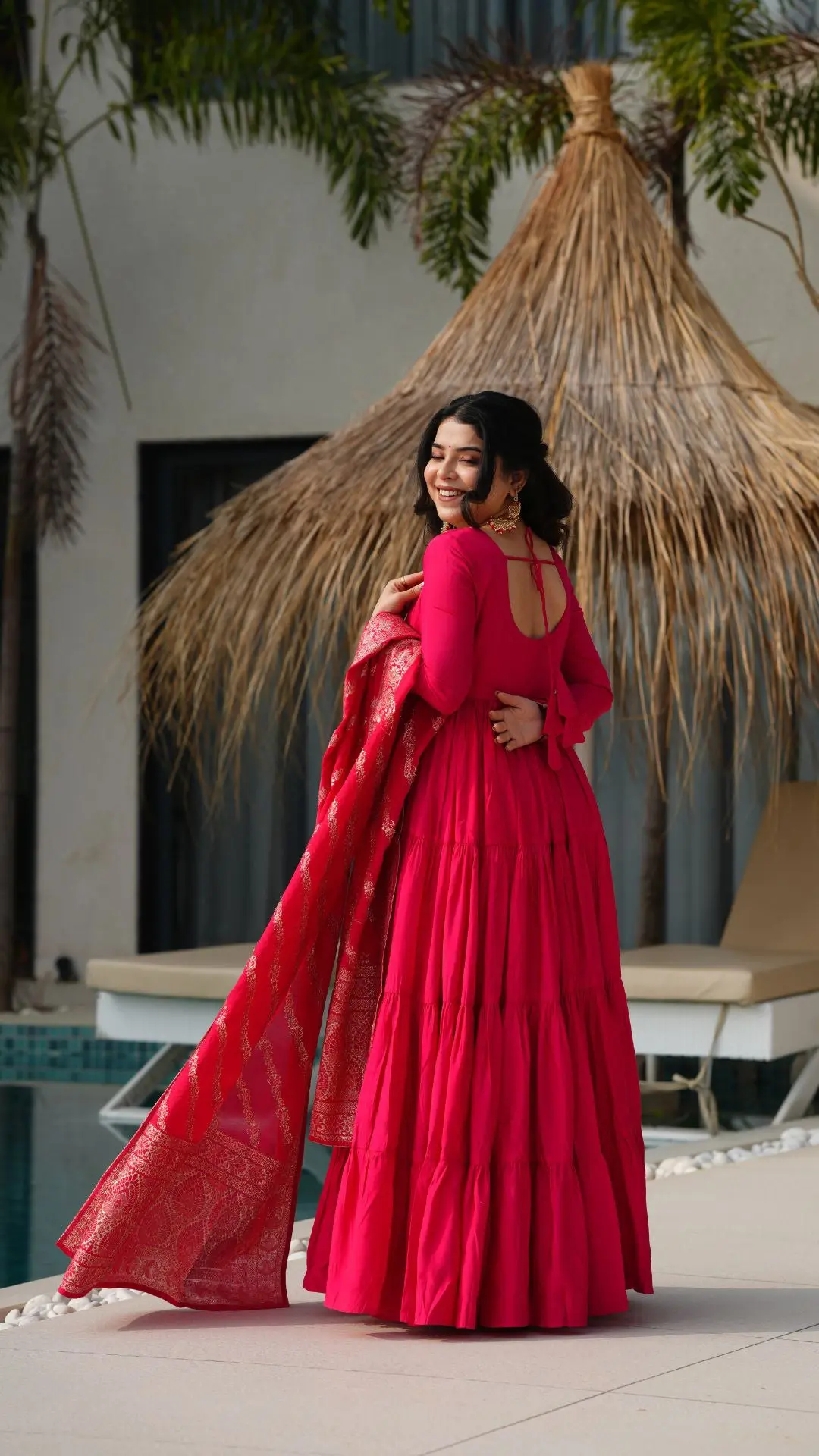 Premium Quality Roman Silk Gown Anarkali Suit Set