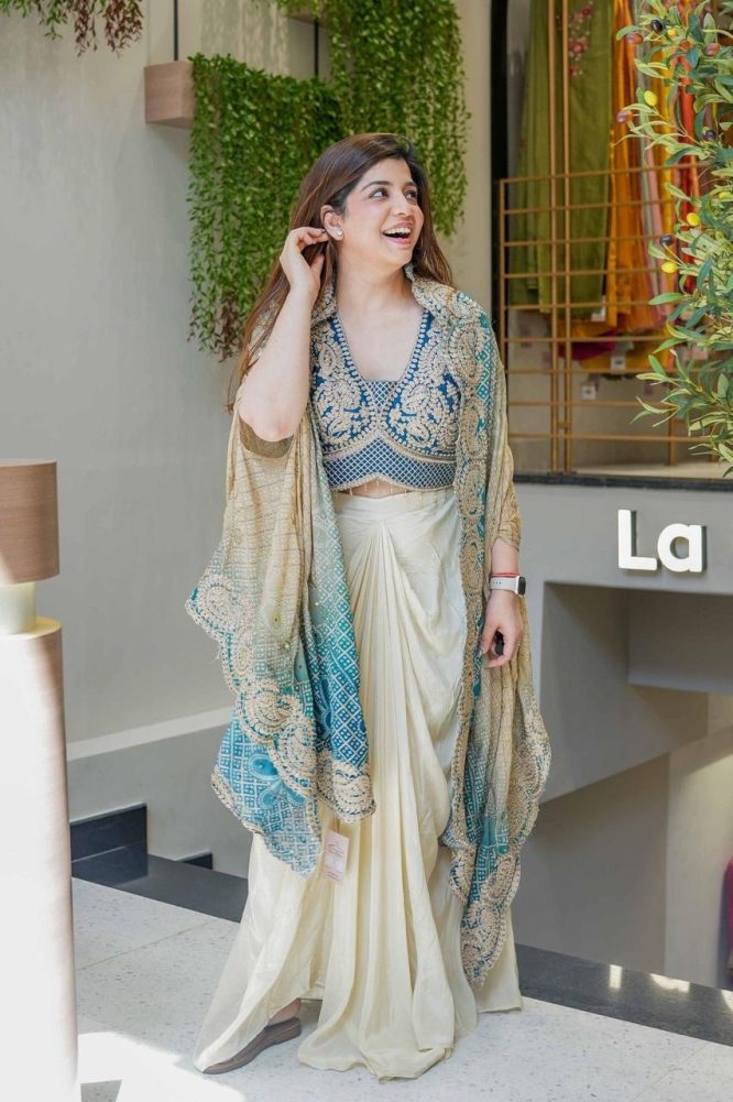 Embroidered Draped Saree Co-ord Set