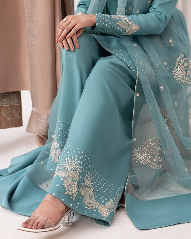 Luna Teal  Embroidered Luxury Set