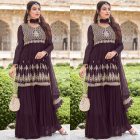 Chocolate Coloured Embroidered Top and Plazzo