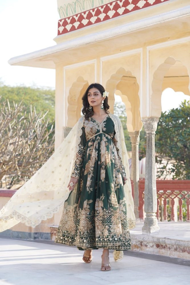 Premium Quality Green Anarkali Suit Set