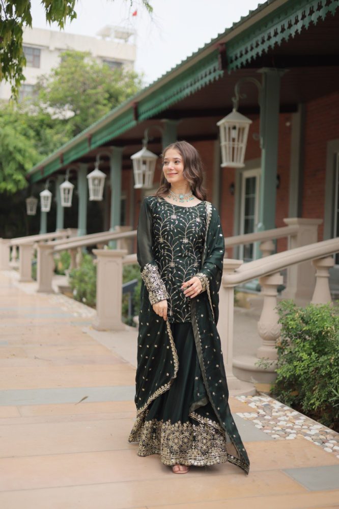 Avni's Designer Readymade Kurti Plazoo Dupatta Set-TD-159