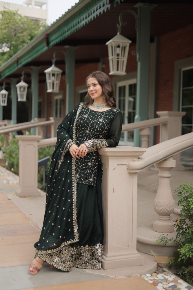Avni's Designer Readymade Kurti Plazoo Dupatta Set-TD-159