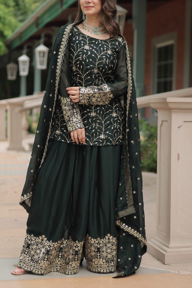 Avni's Designer Readymade Kurti Plazoo Dupatta Set-TD-159