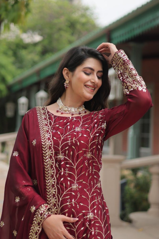 Avni's Designer Readymade Kurti Plazoo Dupatta Set-TD-159