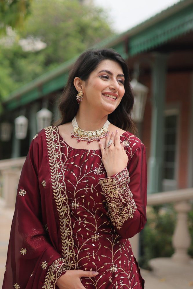 Avni's Designer Readymade Kurti Plazoo Dupatta Set-TD-159