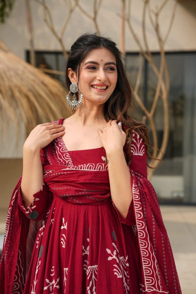 Pavitra's Pure Cotton Anarkali Suit Set