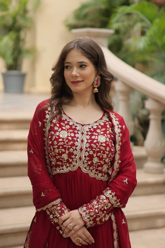 Payal's Blooming Gown With Sequins-Multi Embroidered Work L9195