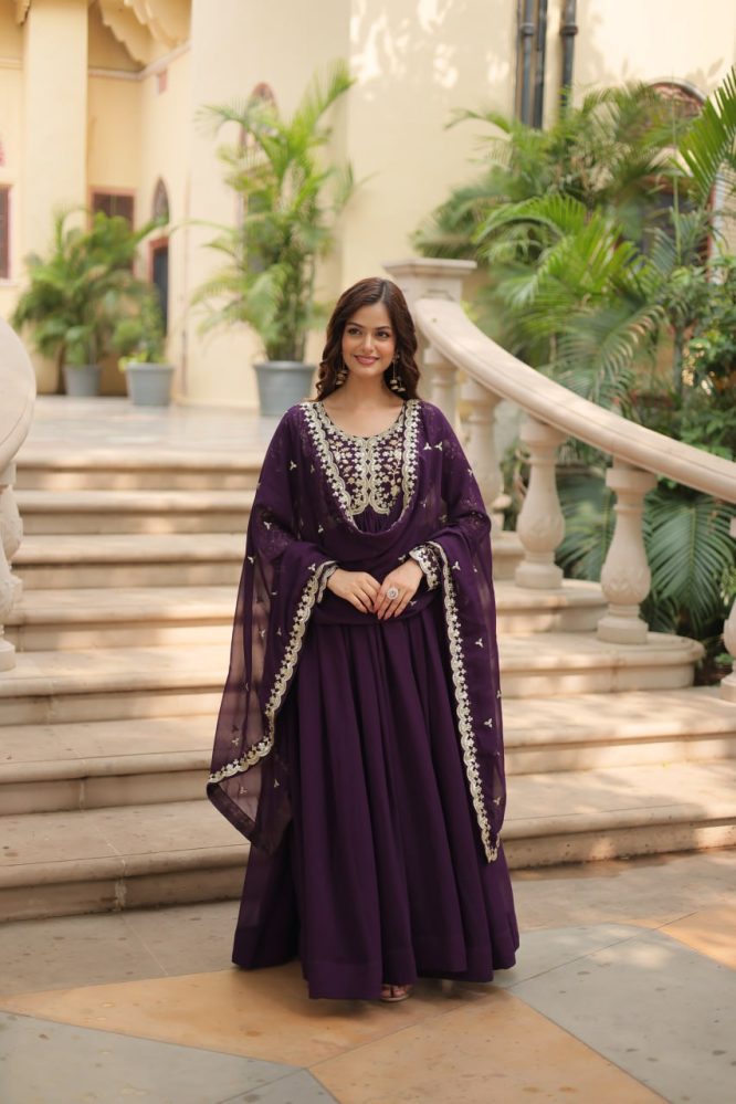 Payal's Blooming Gown With Sequins-Multi Embroidered Work L9195