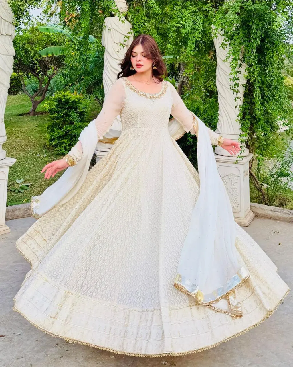 Golden Grace  Full Flare Anarkali Dress