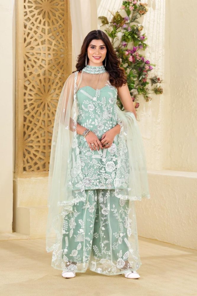 Zaria Embroidered Sharara Set
